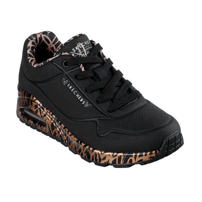 TENIS SKECHERS UNO-LOVING LOVE PARA DAMA COLOR NEGRO ORO