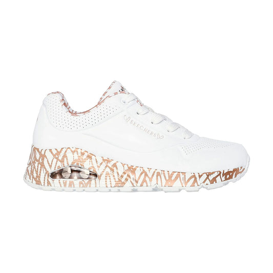 TENIS SKECHERS UNO-LOVING LOVE PARA DAMA COLOR BLANCO ORO