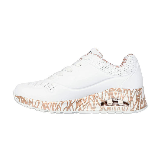 TENIS SKECHERS UNO-LOVING LOVE PARA DAMA COLOR BLANCO ORO