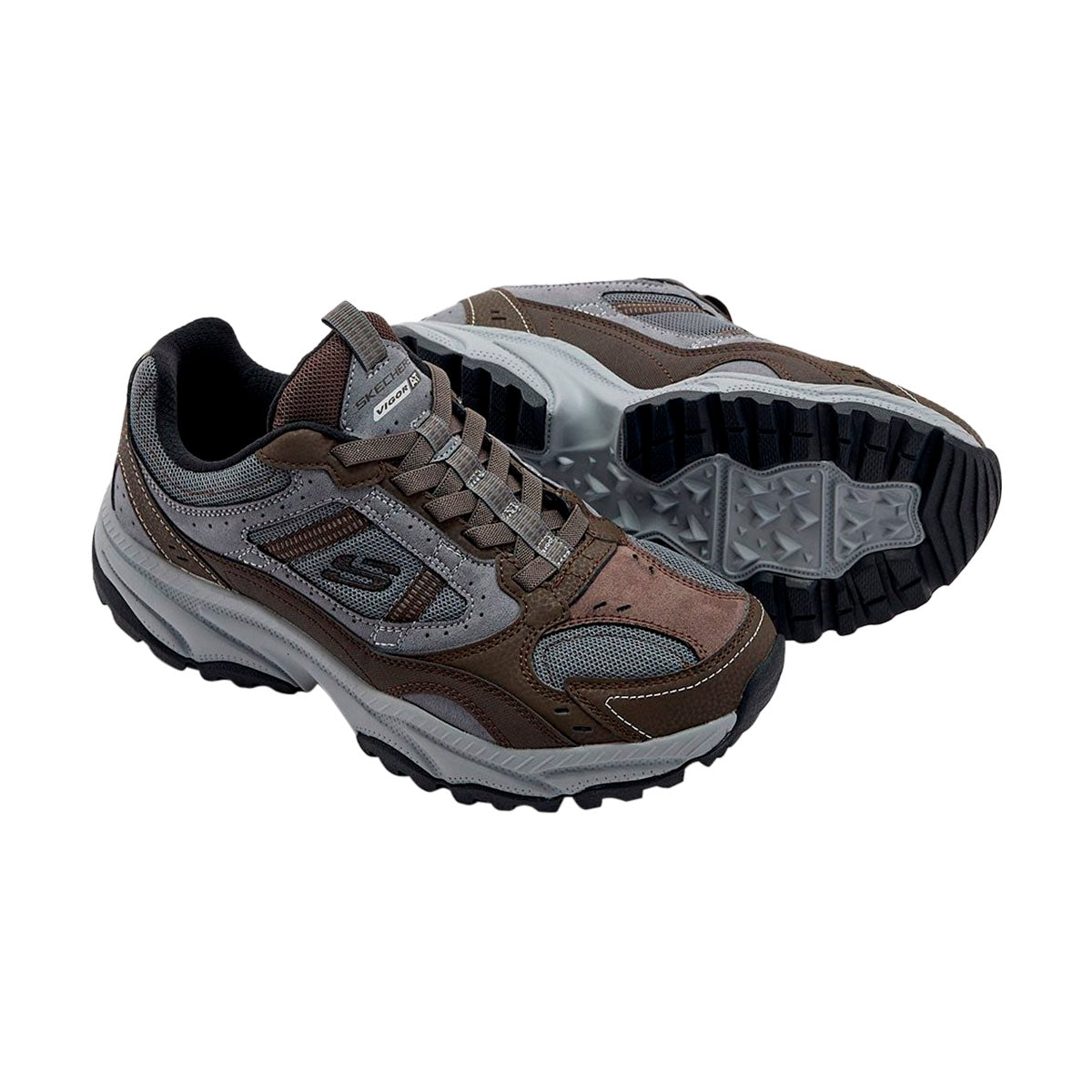 TENIS SKECHERS VIGOR AT PARA CABALLERO COLOR CAFE GRIS