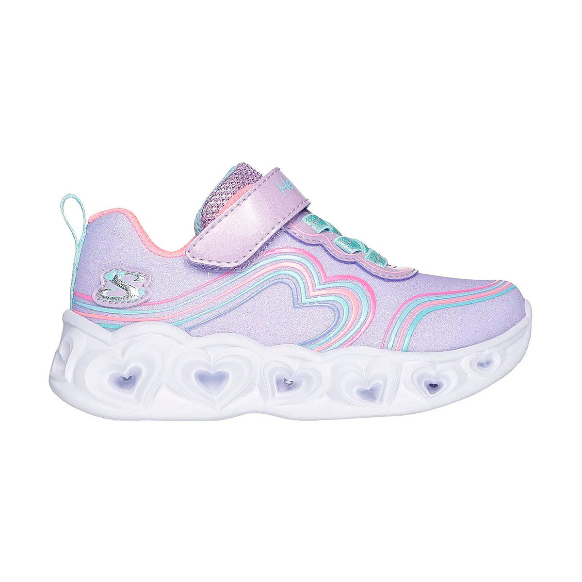 TENIS SKECHERS S-LIGHTS HEART RETRO INFANTIL COLOR LILA ROSA