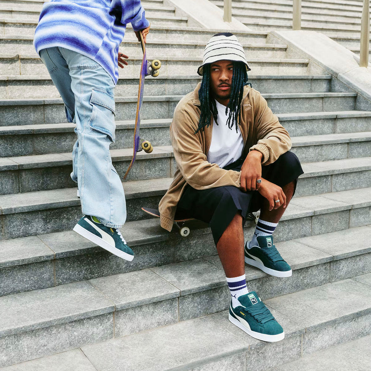 TENIS PUMA SUEDE XL PARA CABALLERO COLOR VERDE BLANCO