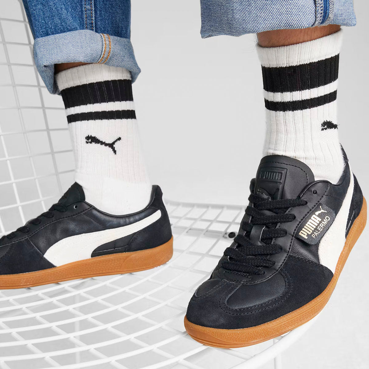 TENIS PUMA PALERMO LTH PARA CABALLERO COLOR NEGRO BLANCO