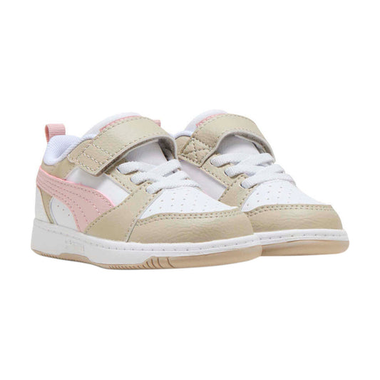 PUMA REBOUND V6 INFANTIL COLOR BLANCO BEIGE ROSA