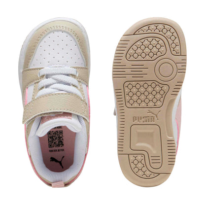 PUMA REBOUND V6 INFANTIL COLOR BLANCO BEIGE ROSA