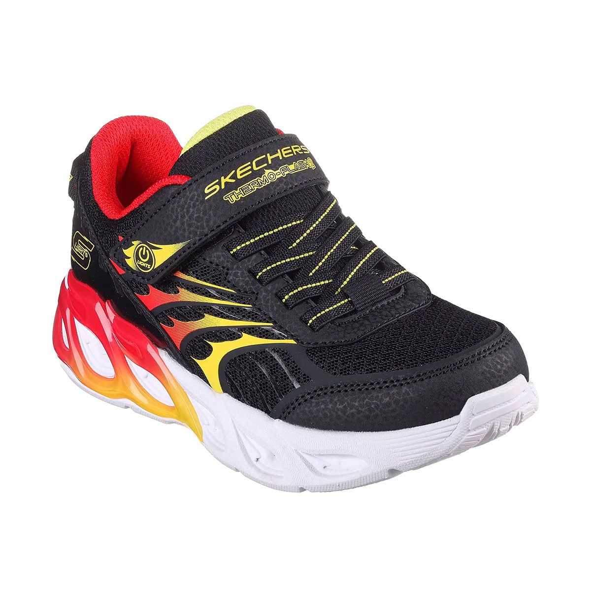 TENIS SKECHERS S LIGHTS THERMO INFANTIL COLOR NEGRO ROJO