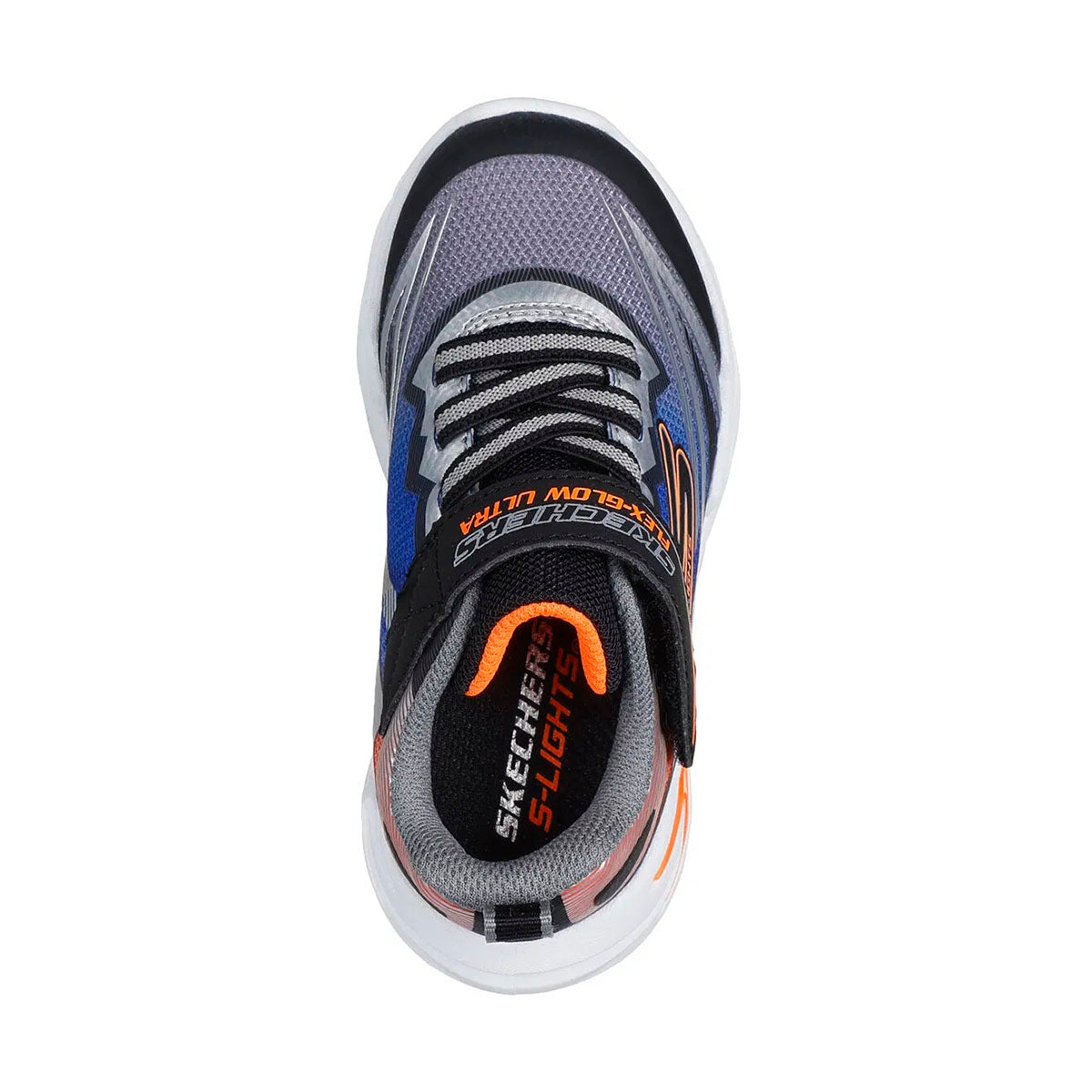 TENIS SKECHERS S LIGHTS-FLEX INFANTIL COLOR NEGRO GRIS NARANJA