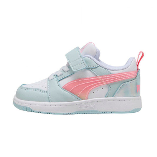PUMA REBOUND V6 INFANTIL COLOR BLANCO AZUL ROSA