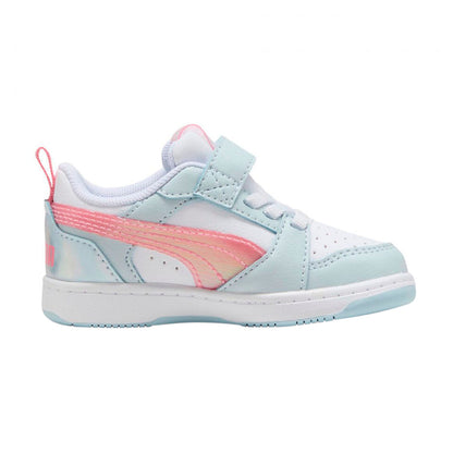 PUMA REBOUND V6 INFANTIL COLOR BLANCO AZUL ROSA
