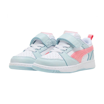 PUMA REBOUND V6 INFANTIL COLOR BLANCO AZUL ROSA