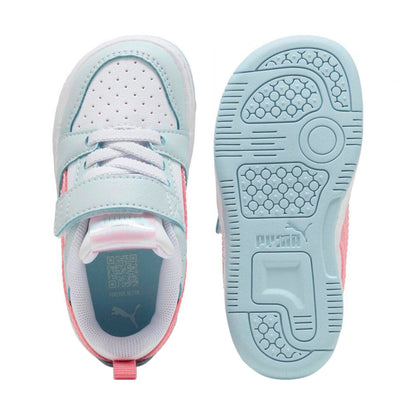 PUMA REBOUND V6 INFANTIL COLOR BLANCO AZUL ROSA