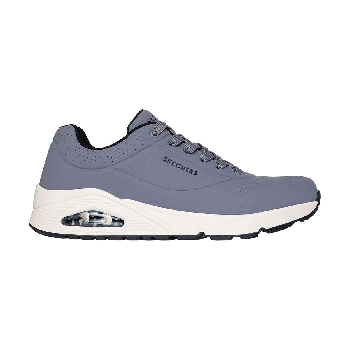 TENIS SKECHERS UNO STAND ON AIR PARA CABALLERO COLOR GRIS NEGRO