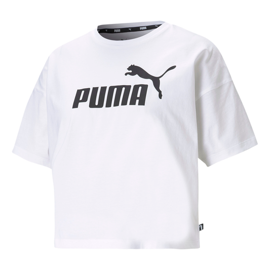 PLAYERA PUMA ESSENTIALS CROPPED PARA DAMA COLOR BLANCO NEGRO