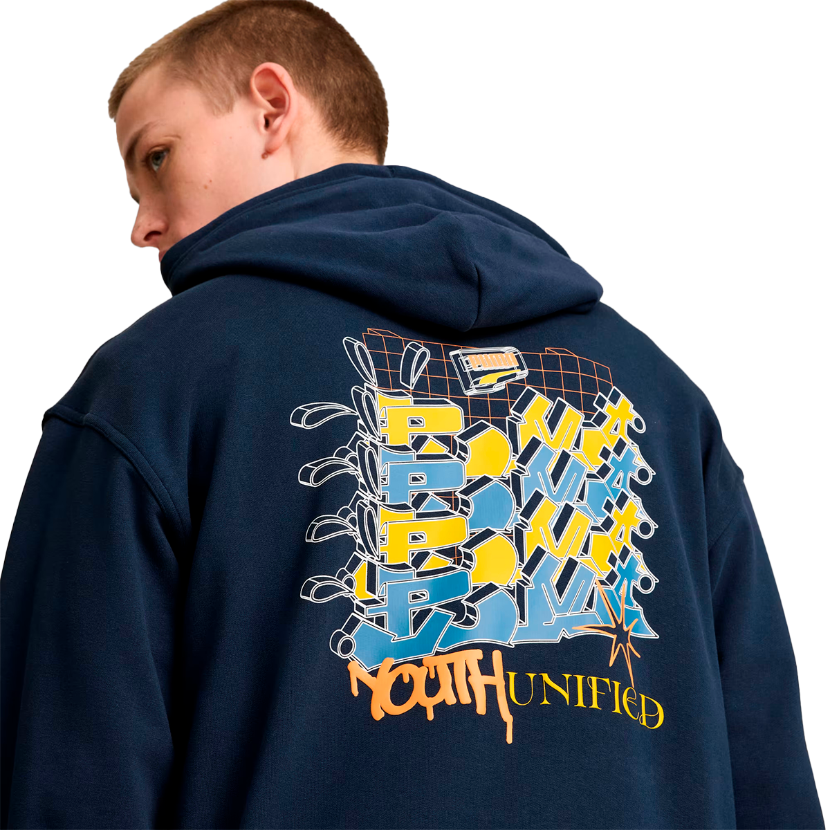 SUDADERA PUMA GRAPHICS PARA CABALLERO COLOR AZUL MARINO