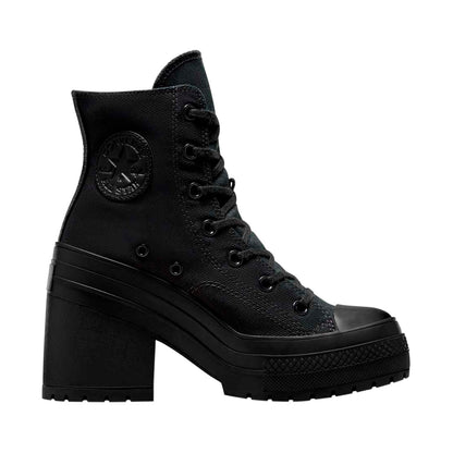 TENIS CONVERSE CHUCK TAYLOR 70 LUXE HEEL PARA DAMA COLOR NEGRO MONOCROMO