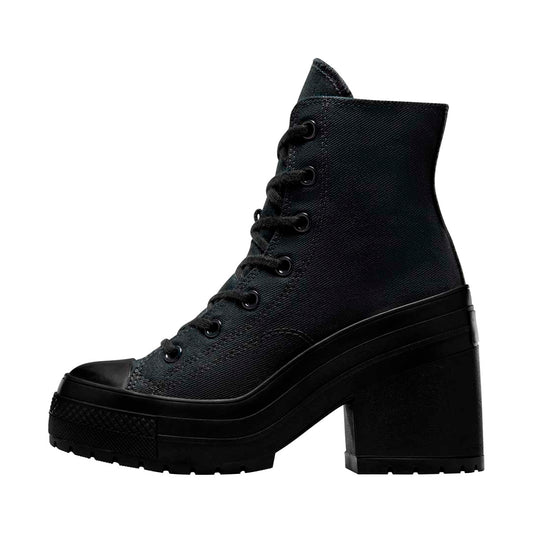 TENIS CONVERSE CHUCK TAYLOR 70 LUXE HEEL PARA DAMA COLOR NEGRO MONOCROMO
