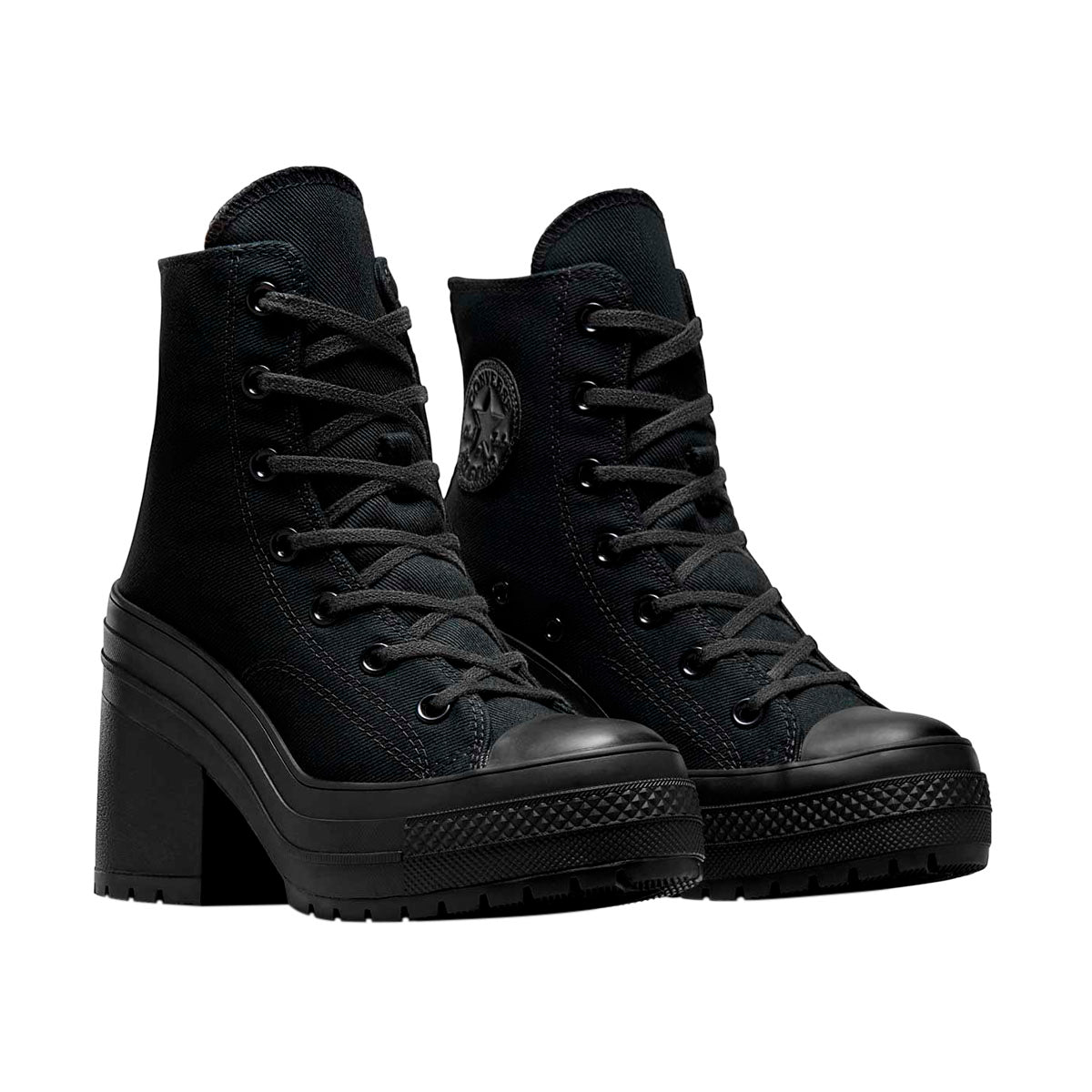 TENIS CONVERSE CHUCK TAYLOR 70 LUXE HEEL PARA DAMA COLOR NEGRO MONOCROMO