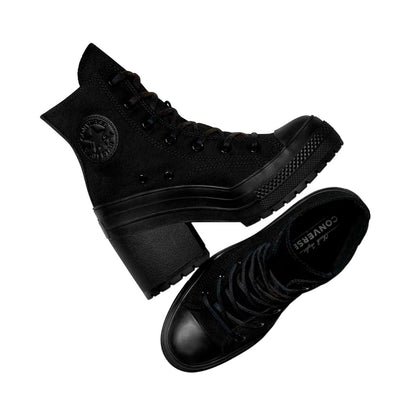 TENIS CONVERSE CHUCK TAYLOR 70 LUXE HEEL PARA DAMA COLOR NEGRO MONOCROMO