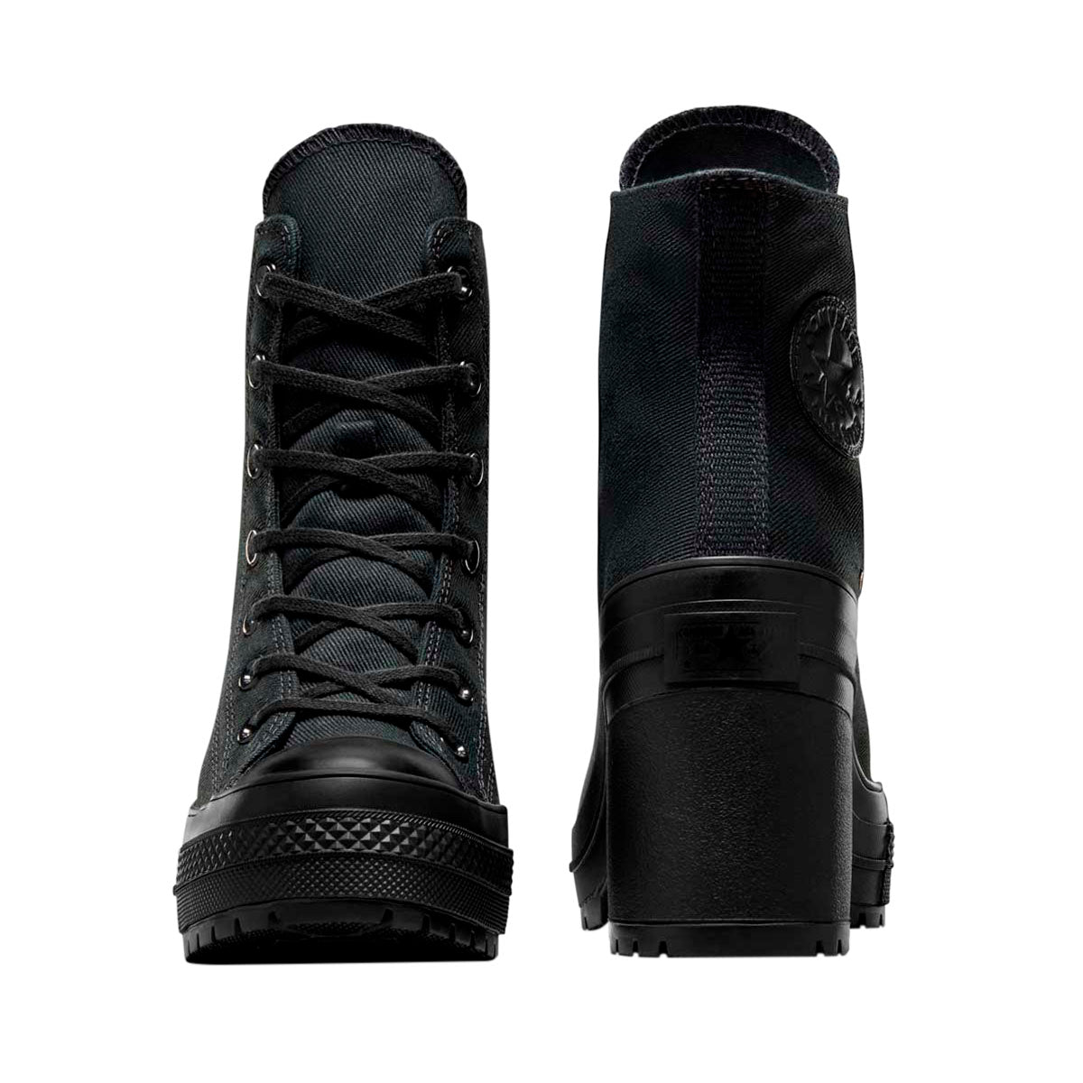 TENIS CONVERSE CHUCK TAYLOR 70 LUXE HEEL PARA DAMA COLOR NEGRO MONOCROMO