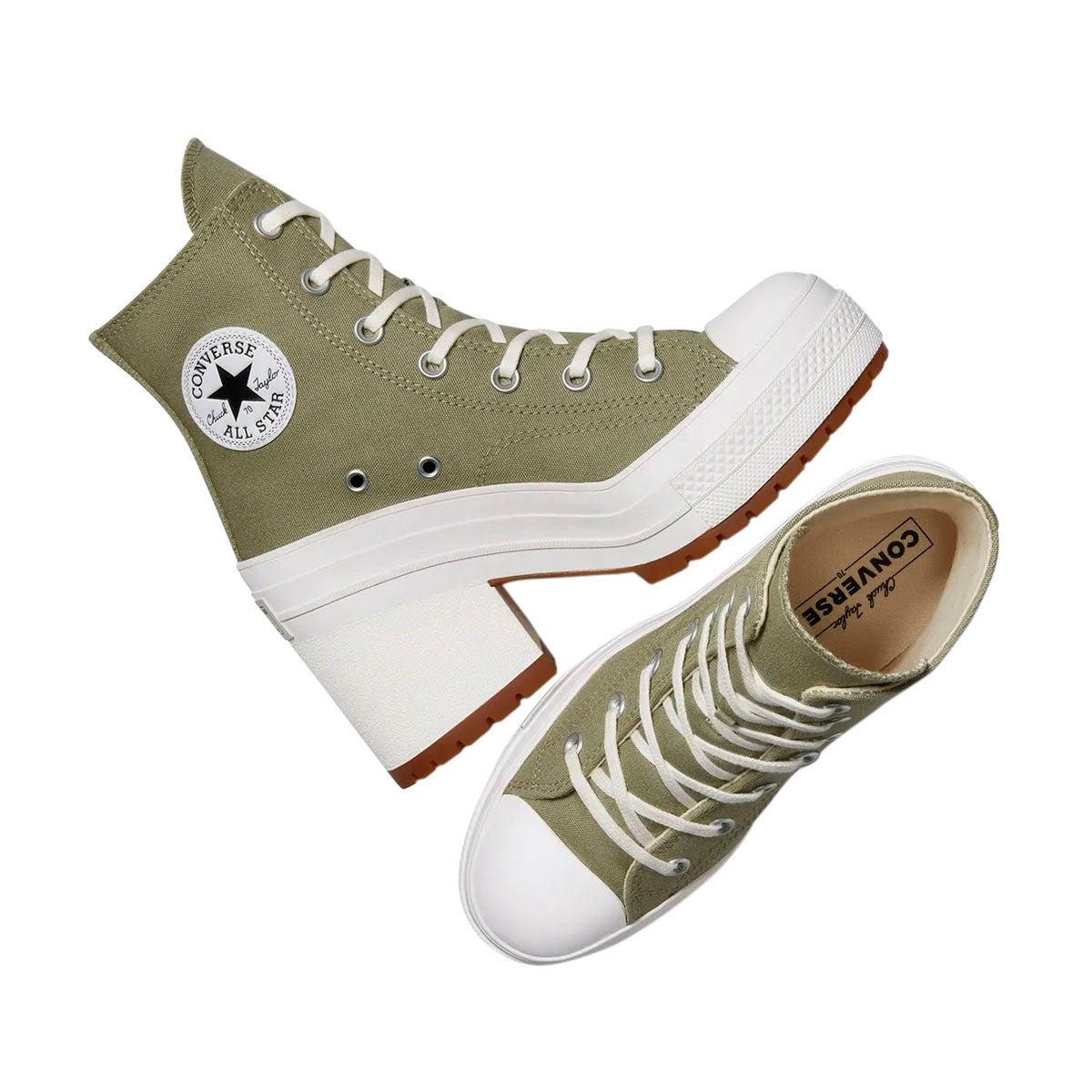 TENIS CONVERSE CHUCK TAYLOR 70 LUXE HEEL PARA DAMA COLOR OLIVO