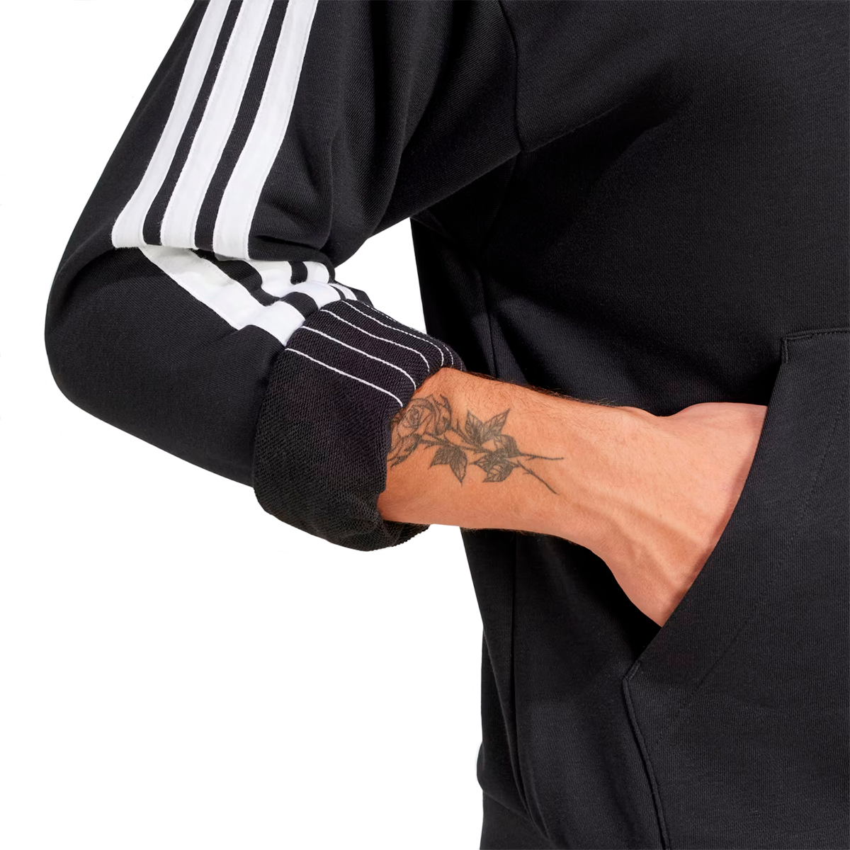 SUDADERA ADIDAS ESSENTIALS 3 STRIPES PARA CABALLERO COLOR NEGRO