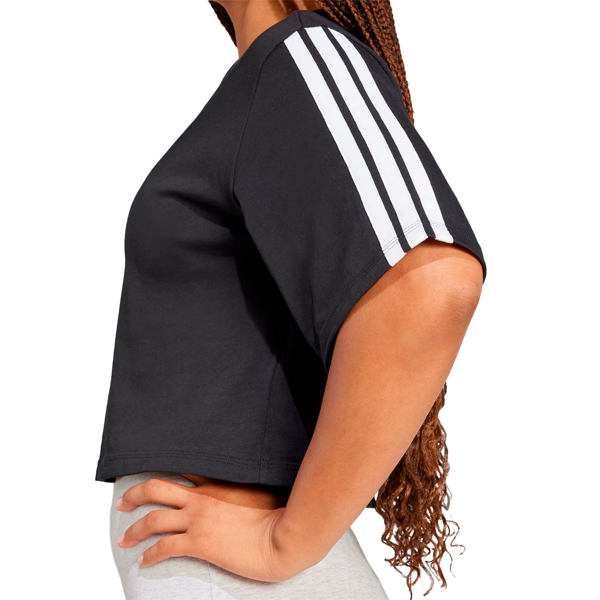 CROP TOP ADIDAS 3 STRIPES PARA DAMA COLOR NEGRO
