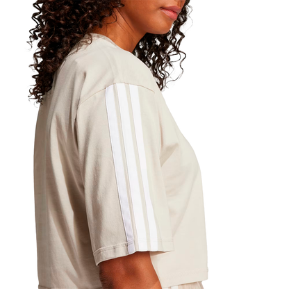 PLAYERA ADIDAS ESSENTIALS 3 STRIPES PARA DAMA COLOR BEIGE