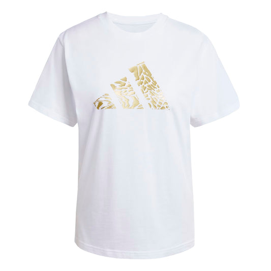 PLAYERA ADIDAS TECH METALLIC PARA DAMA COLOR BLANCO ORO
