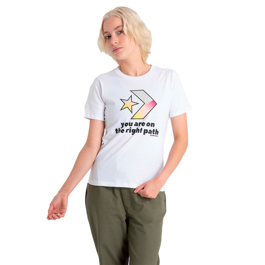 PLAYERA CONVERSE TRAILBLAZER PARA DAMA COLOR BLANCO NEGRO