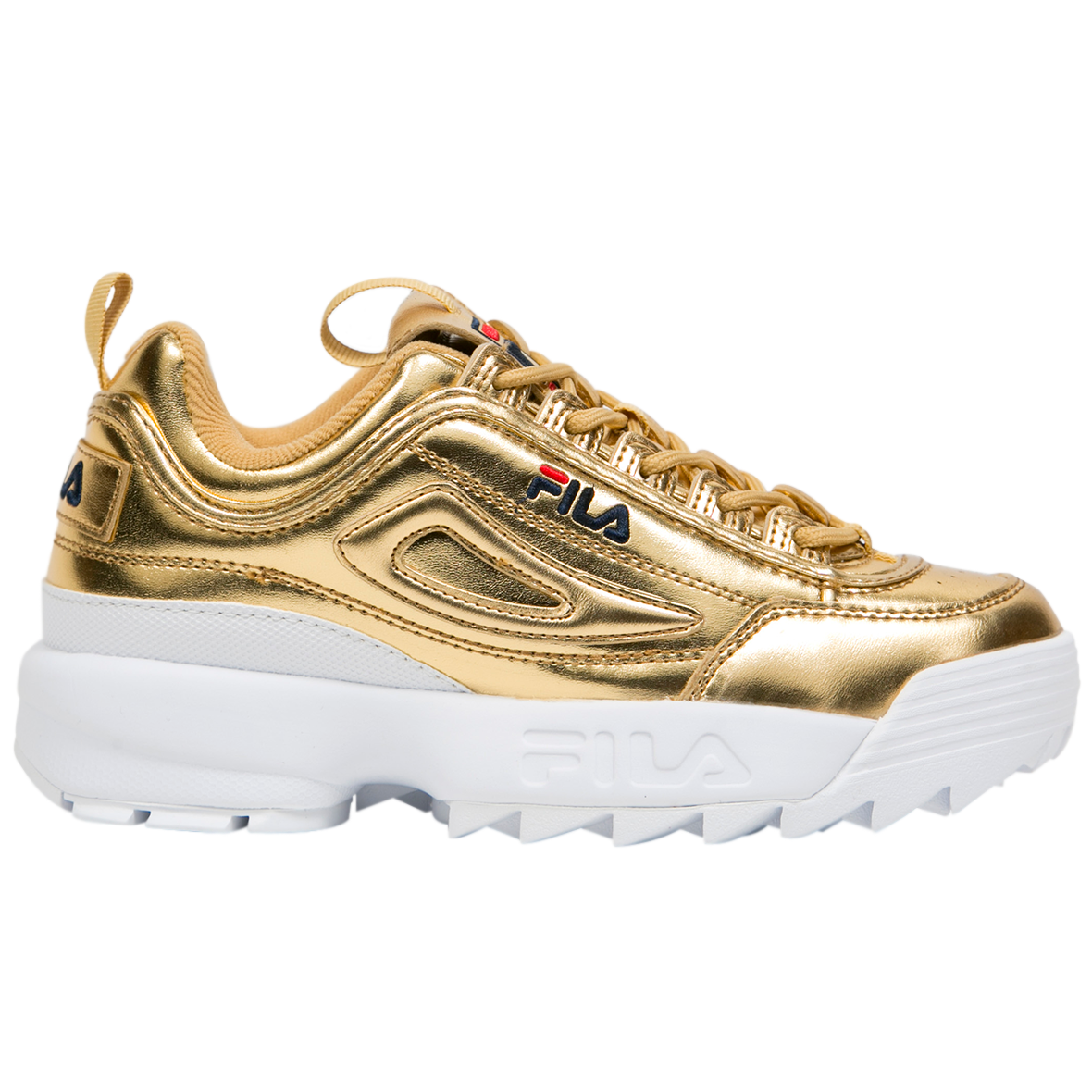TENIS FILA DISRUPTOR METALLIC PARA DAMA COLOR ORO
